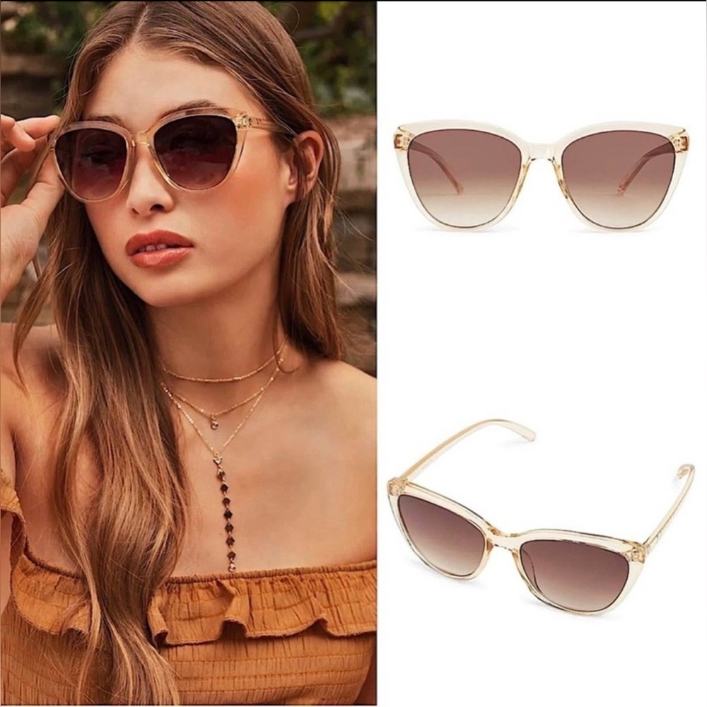 NEW RZ by Rachel Zoe Nina Cat Eye Sunglasses – Nude/Crystal Brown | MSRP $98